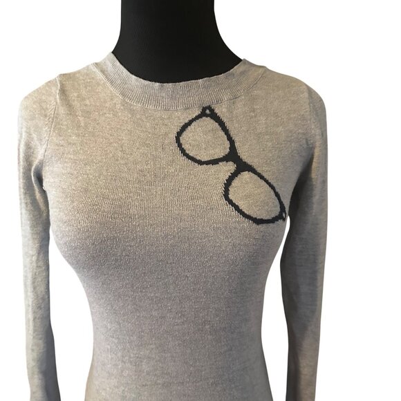 Maison Jules gray super soft pull over top with cool glasses size XS - Picture 7 of 7